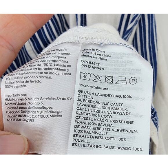 New NWT H & M Cotton Long Midi Casual Dress Size XXL Striped Summer Vacation - Picture 12 of 12